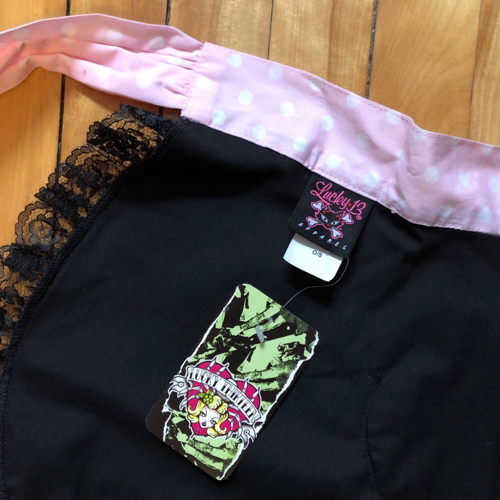 Rare! NWT Lucky 13 Retro Pinup Ruffle Lace Heart Apron Coquette DollsKill - Picture 6 of 10